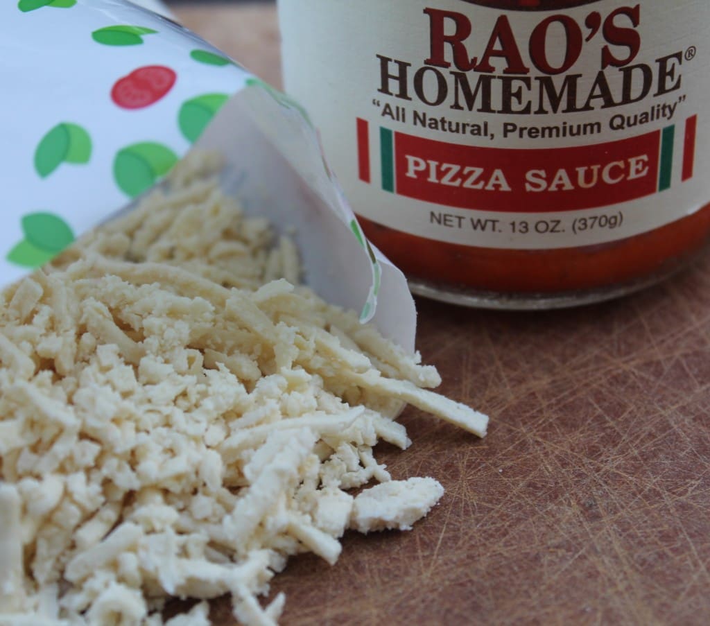 Daiya cheese and Rao's Pizza Sauce