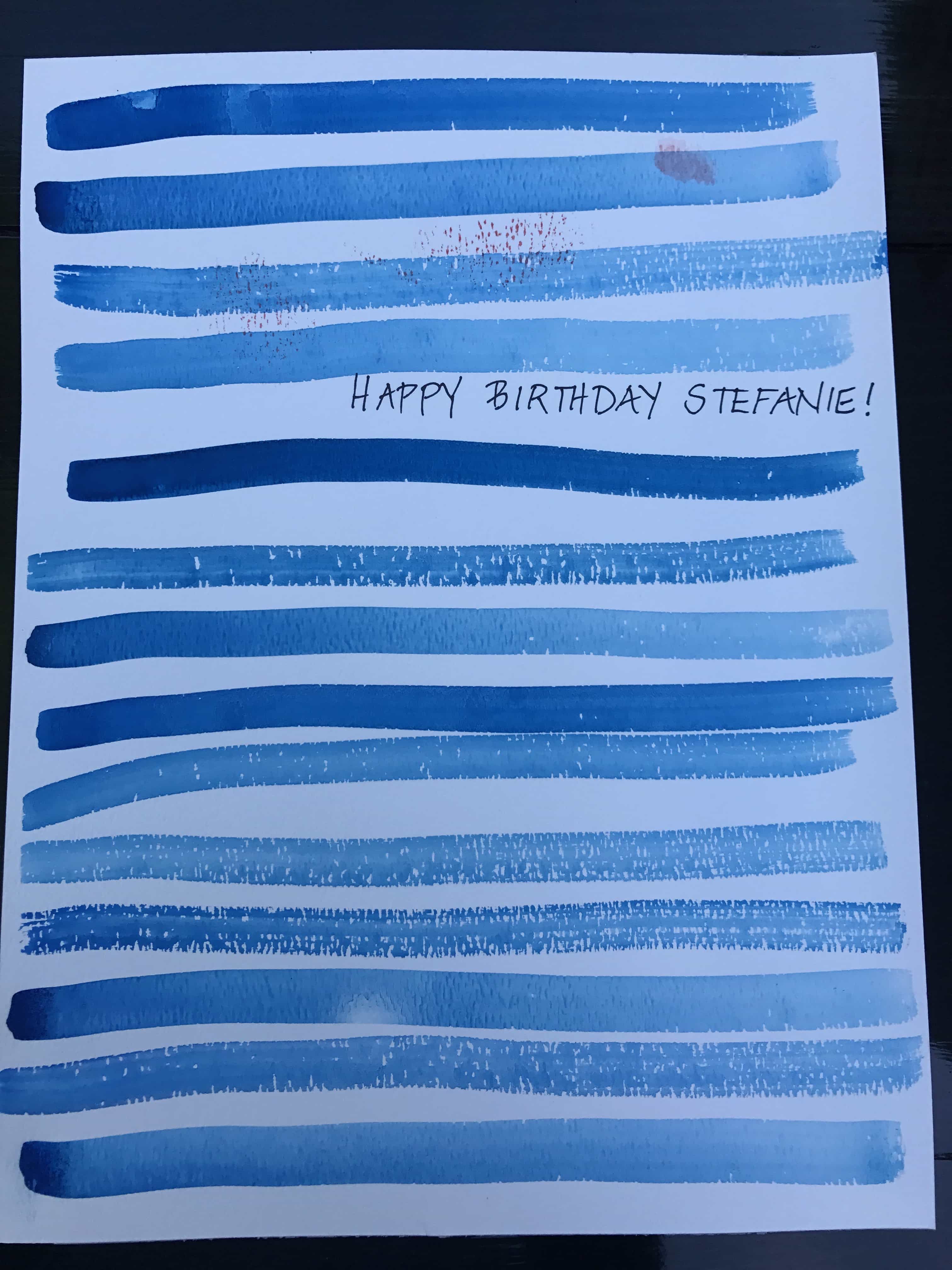 Watercolor Stripe birthday message