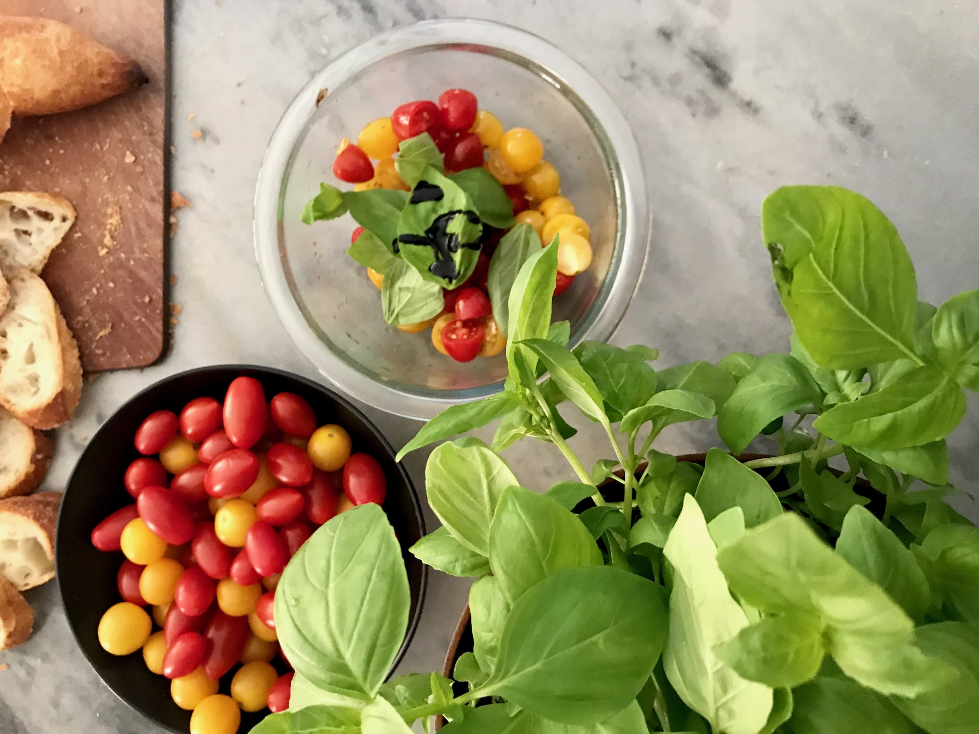 bruschetta with tomatoes and basil