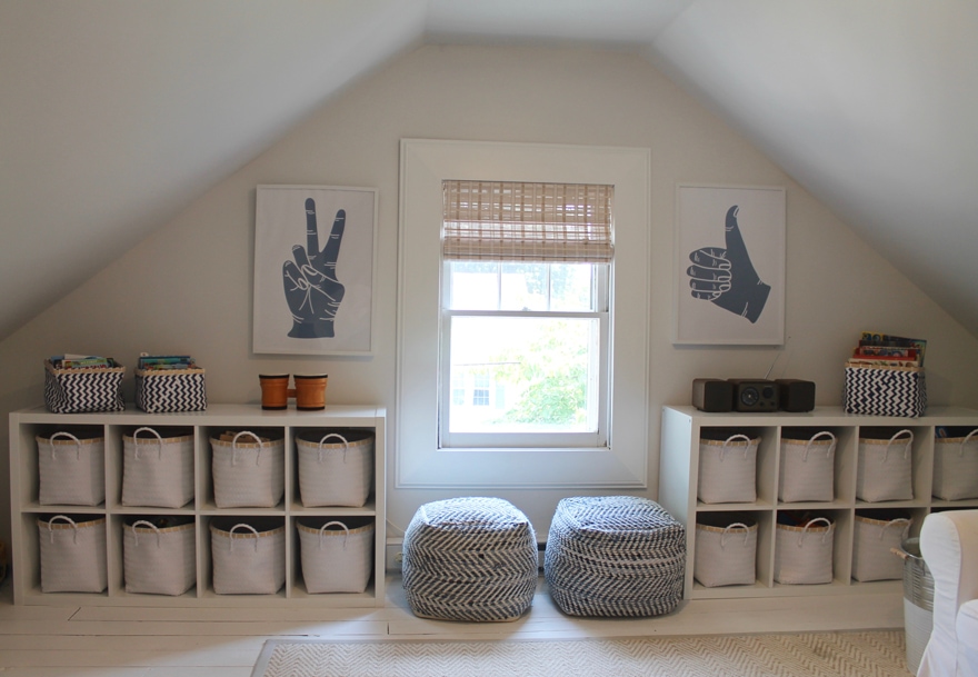 Attic Playroom with Toy Storage baskets