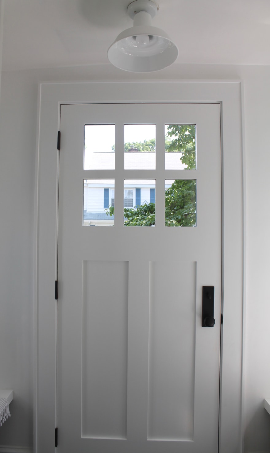 Modern Cottage with glass front door black hardware