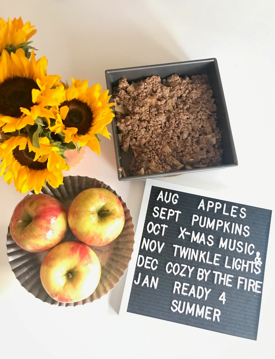 Letter-Folk-Board-Fall-Paleo-Apple-Crisp-Sunflowers-Honeycrisp-Apples