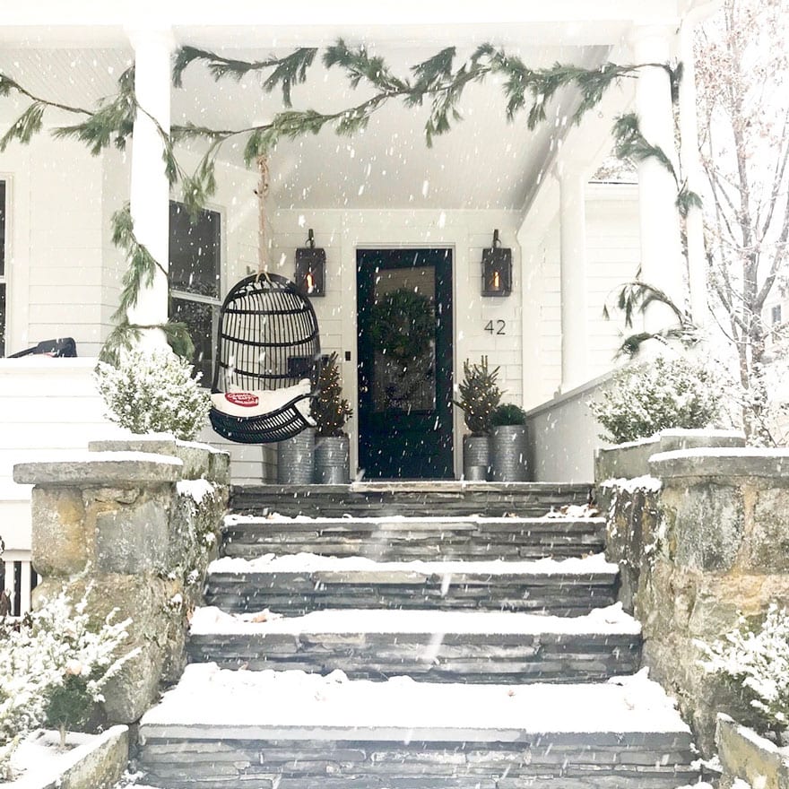 A little fresh snow makes our porch feel even more like Christmas