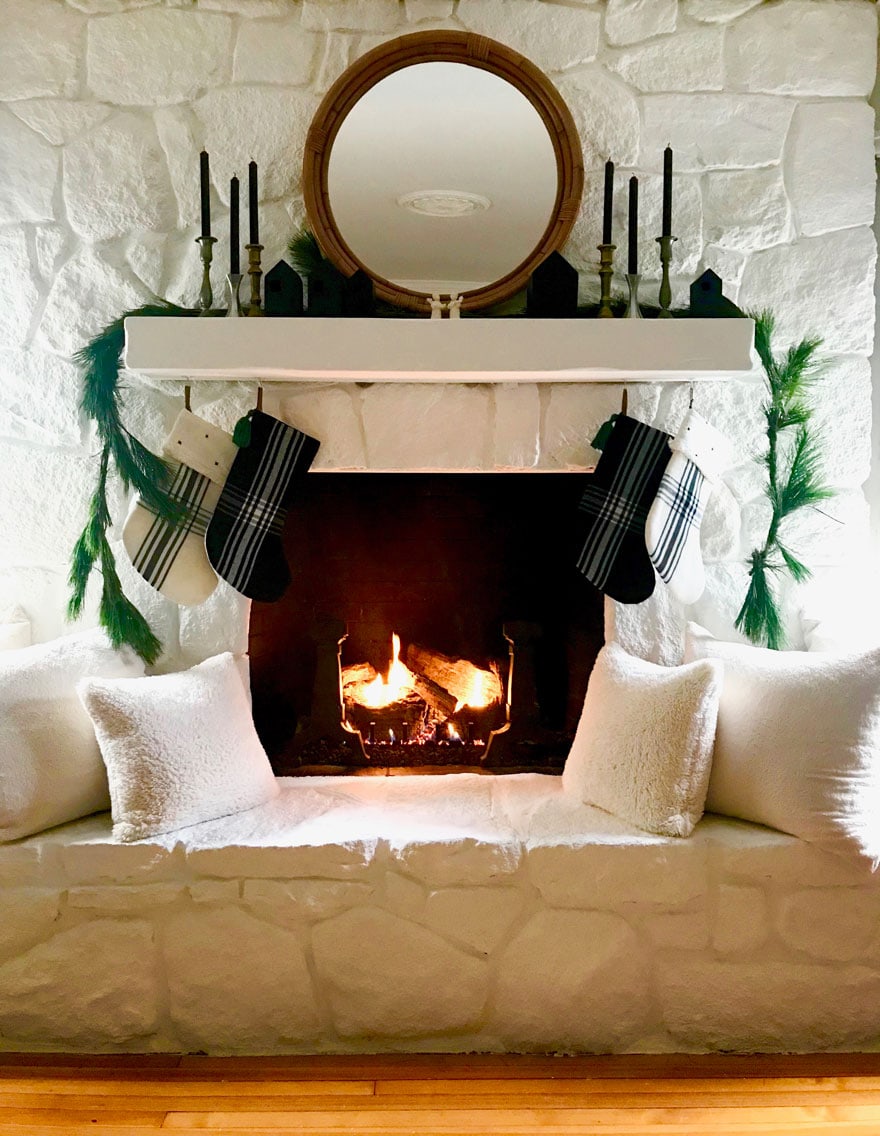 cobblestone fireplace