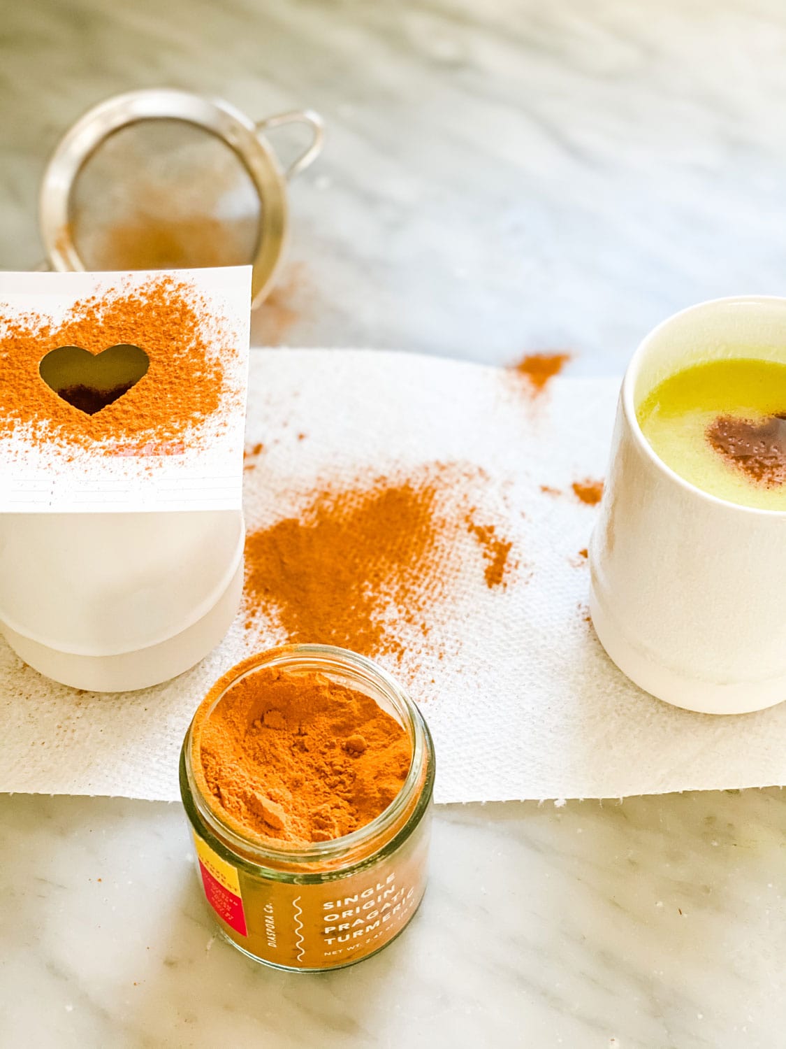 turmeric hearts on cup