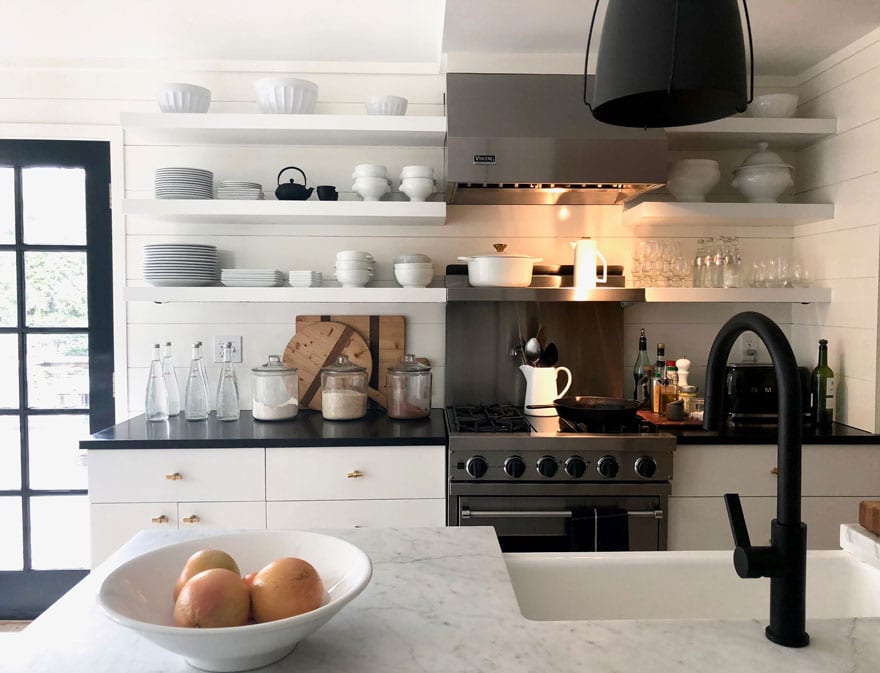 White Viking Range and Hood - Transitional - kitchen