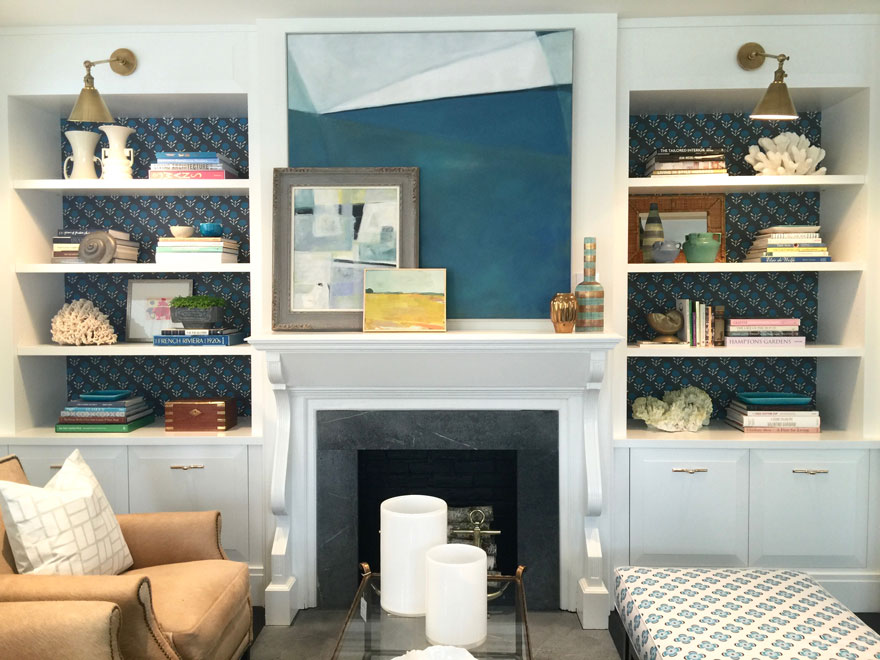 fireplace, book shelves, living room