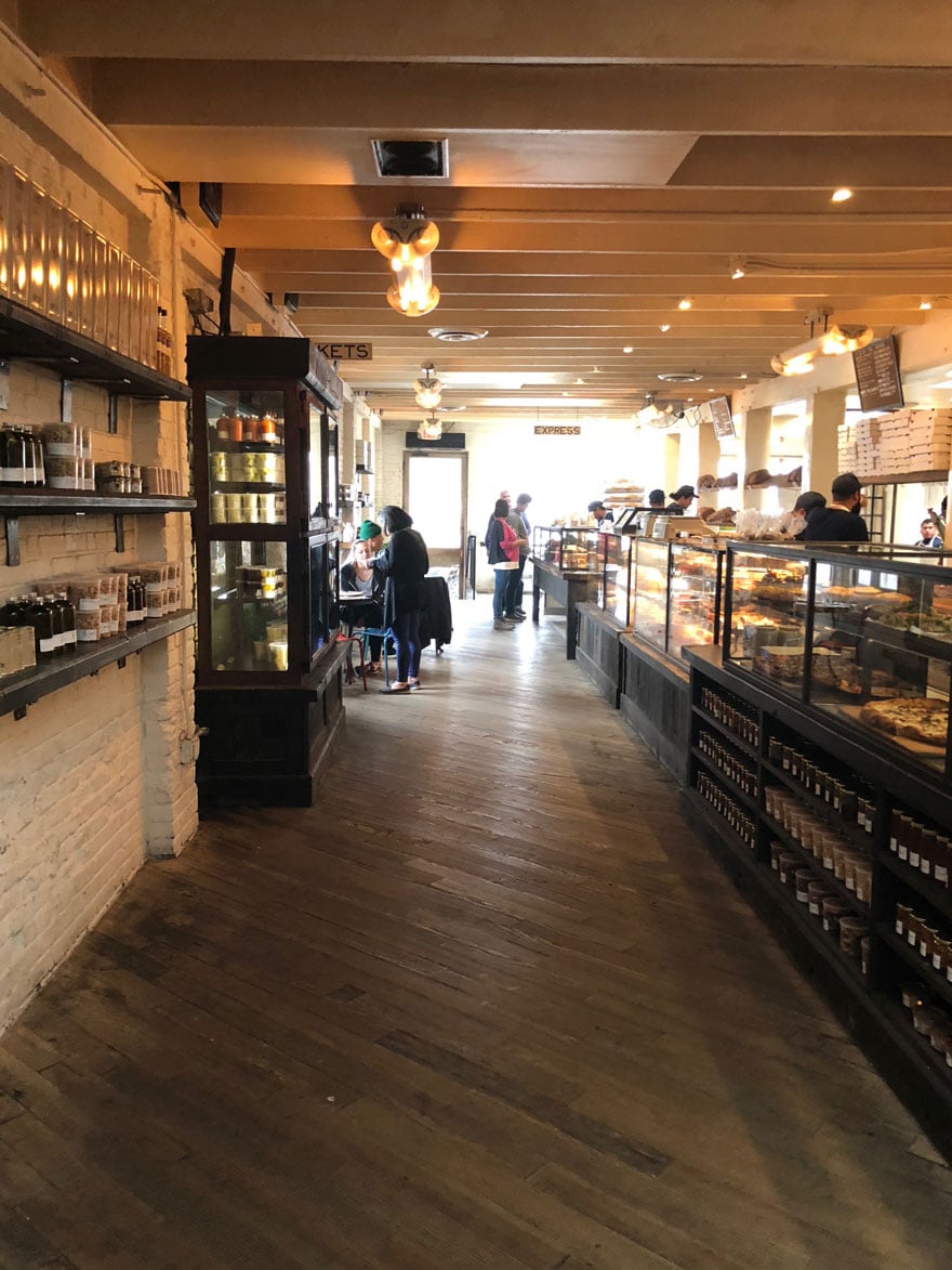 inside of shop, old wood floors