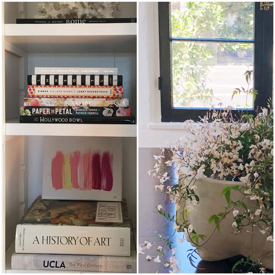 book, painting, planter