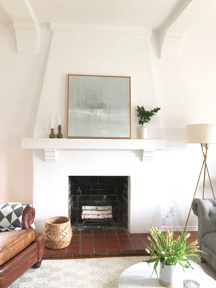 white fireplace Spanish colonial