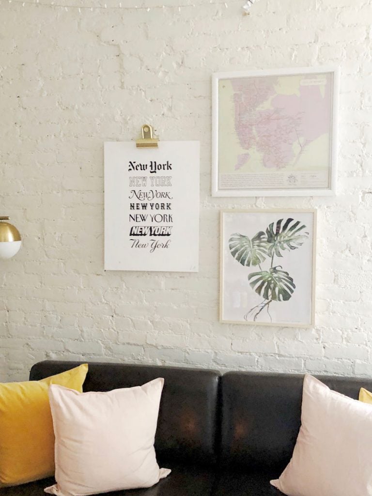 art on brick wall painted white