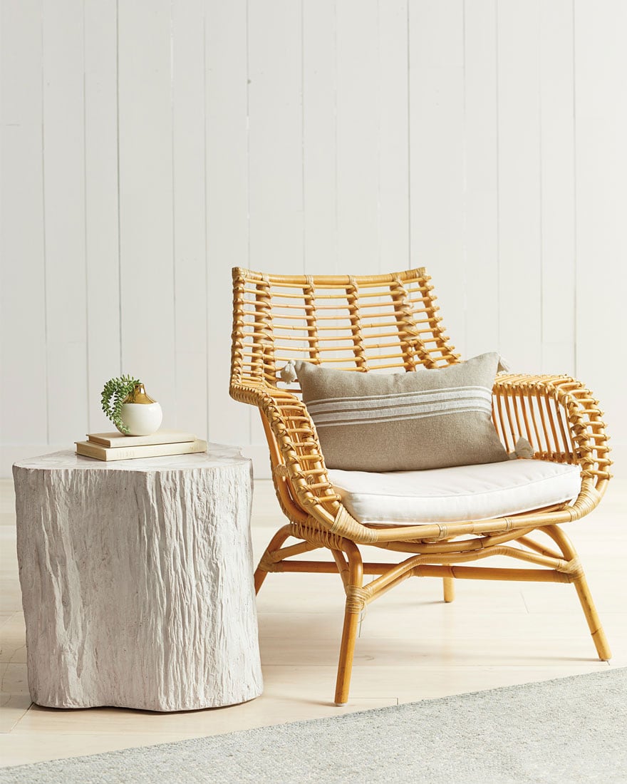 rattan chair and side table