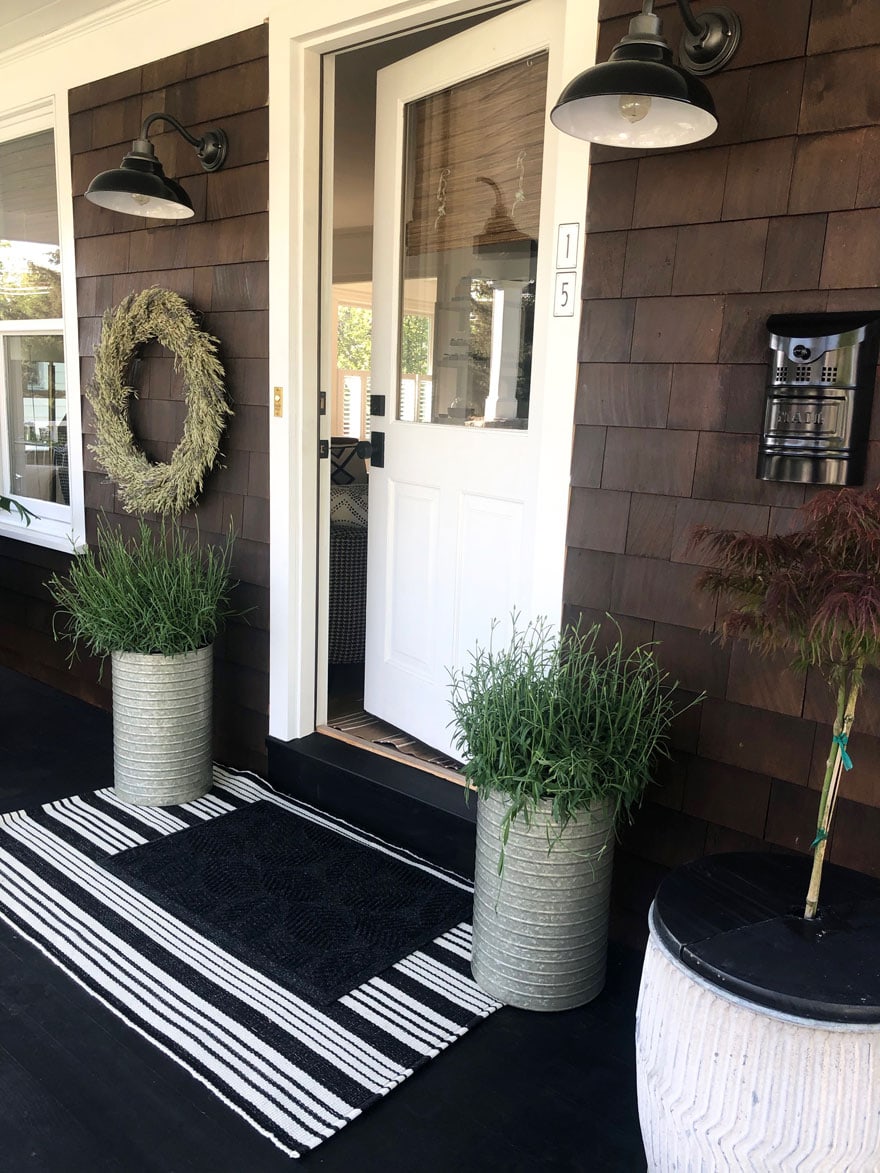 planters, english lavender, wreath, mailbox