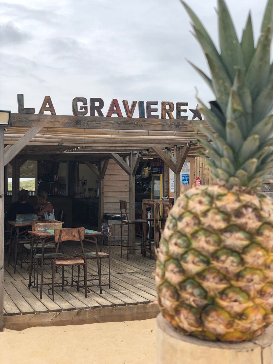 beach side cafe, pineapple, sign in letters