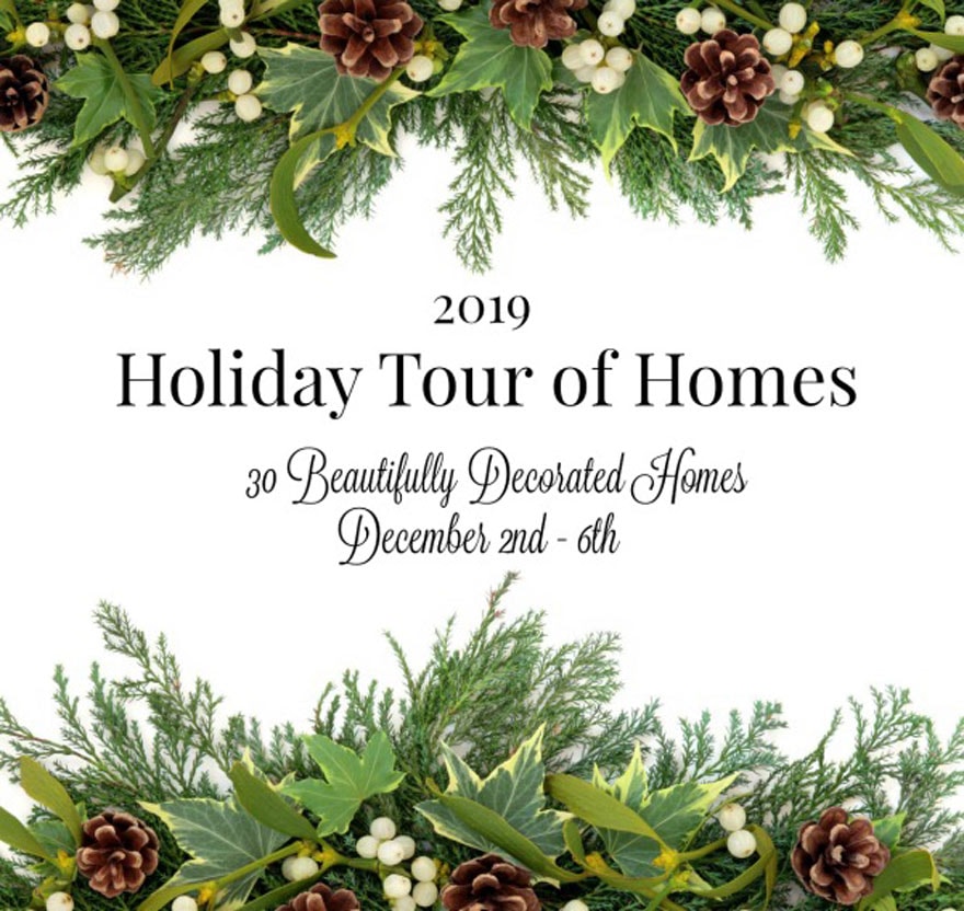 holiday home tour text with greens