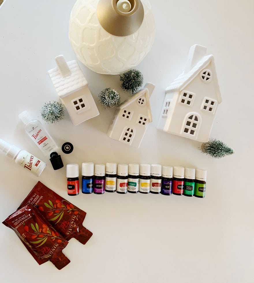 diffuser, oils, samples, tiny ceramic house 