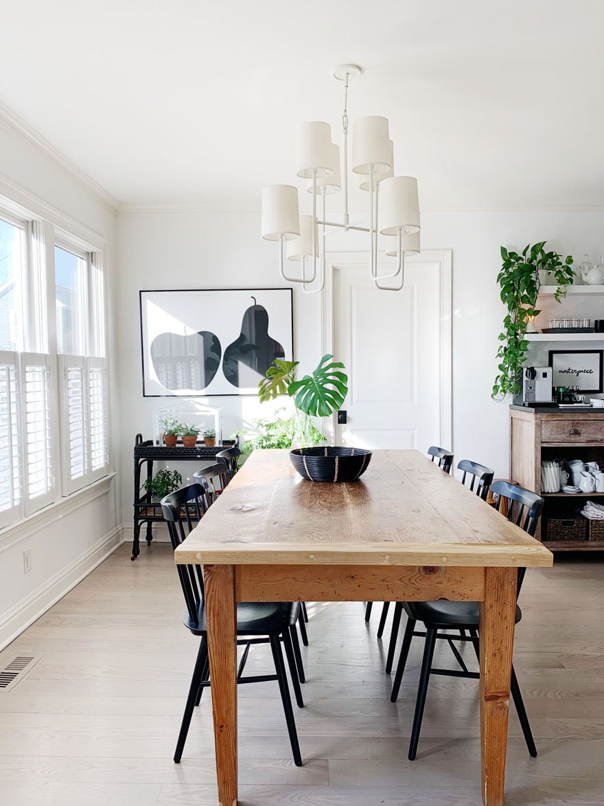 black and white dining room