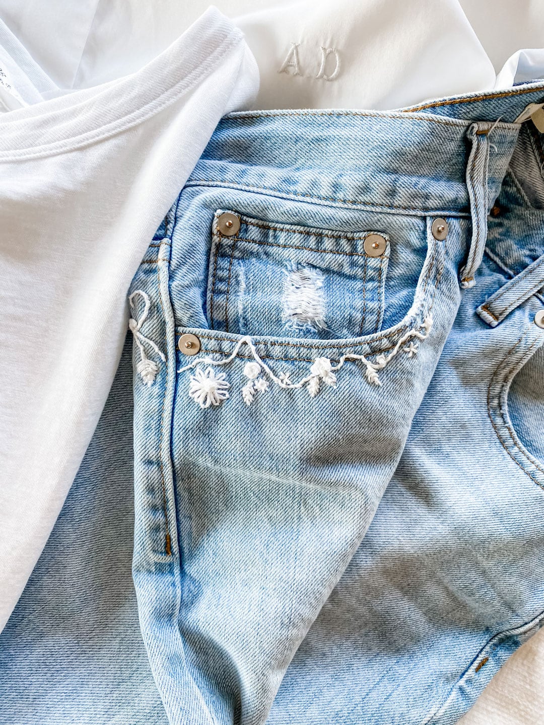 Lifestyle blogger Annie Diamond shares her new favorite embroidered jeans