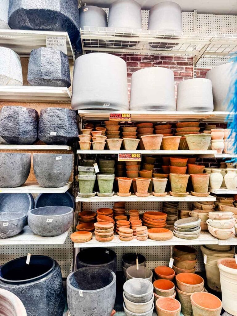 Containers and clay pots for plants and flowers in all kinds of sizes and shapes can be purchased at Jamali Floral and Garden at the NYC Flower Market.