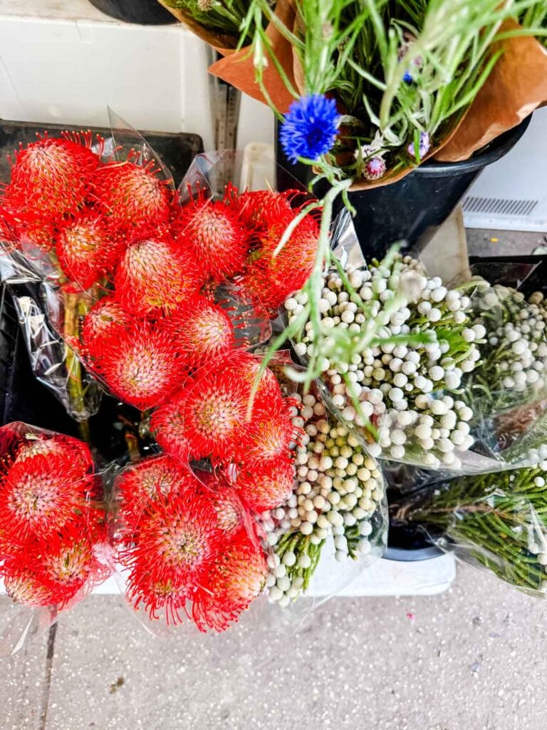 Bright, tropical flowers are also something you find at the New York Flower market.