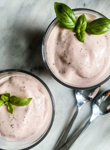 Make this easy homemade strawberry ice cream with basil