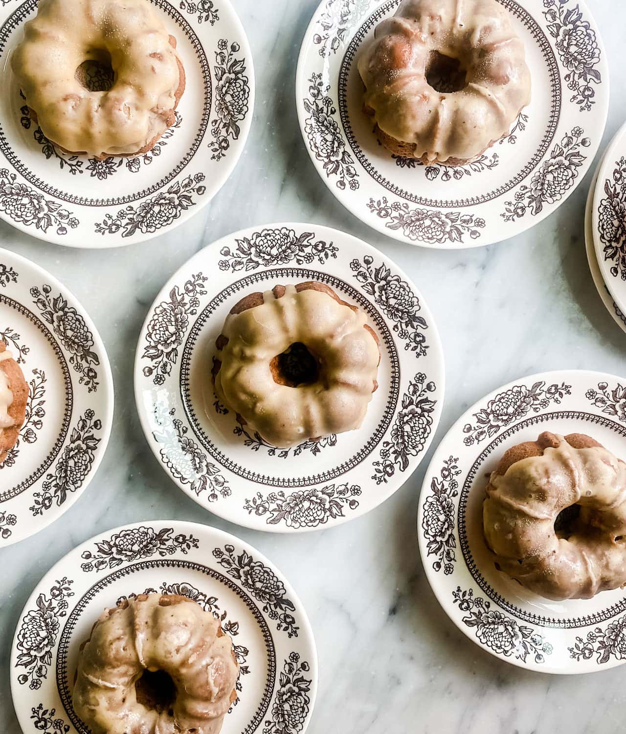 I used Half-Baked Harvests recipe for Apple Cinnamon Maple Glazed doughnut, but used my mini bundt pan and they turned out perfect! More of a fall dessert, but breakfast is okay too!