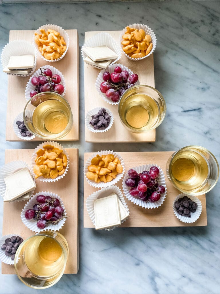 individual snack boards on trivets