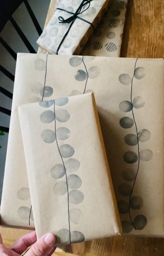 Make potato print gift wrap patterns