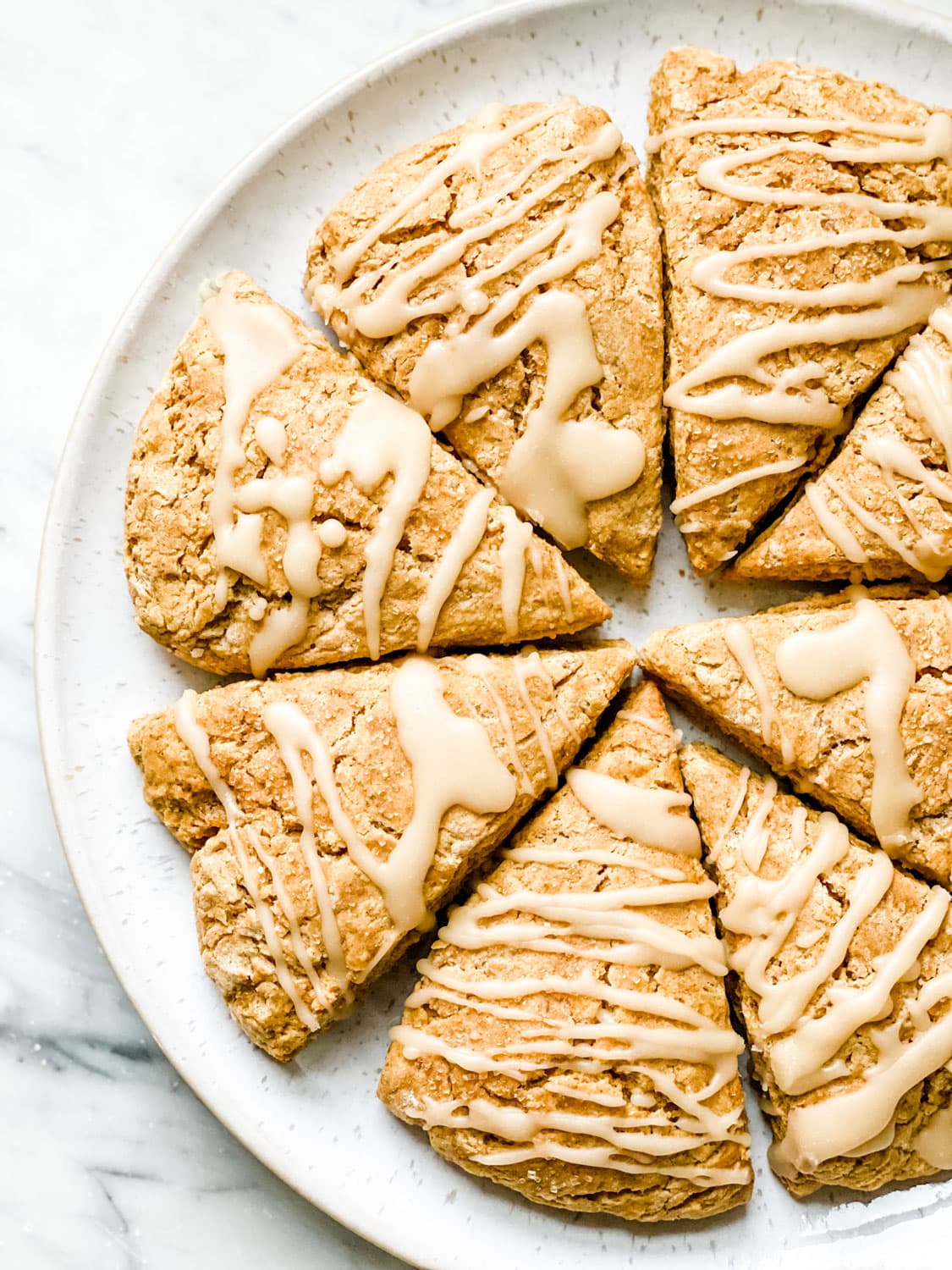 Pumpkin Scones with Maple Glaze on a plate