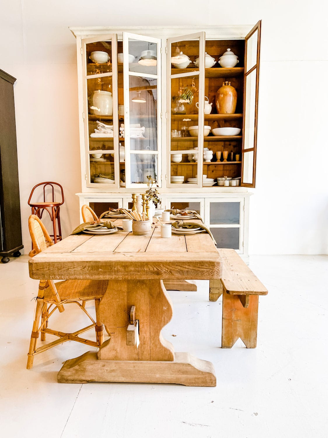 trestle table and hutch