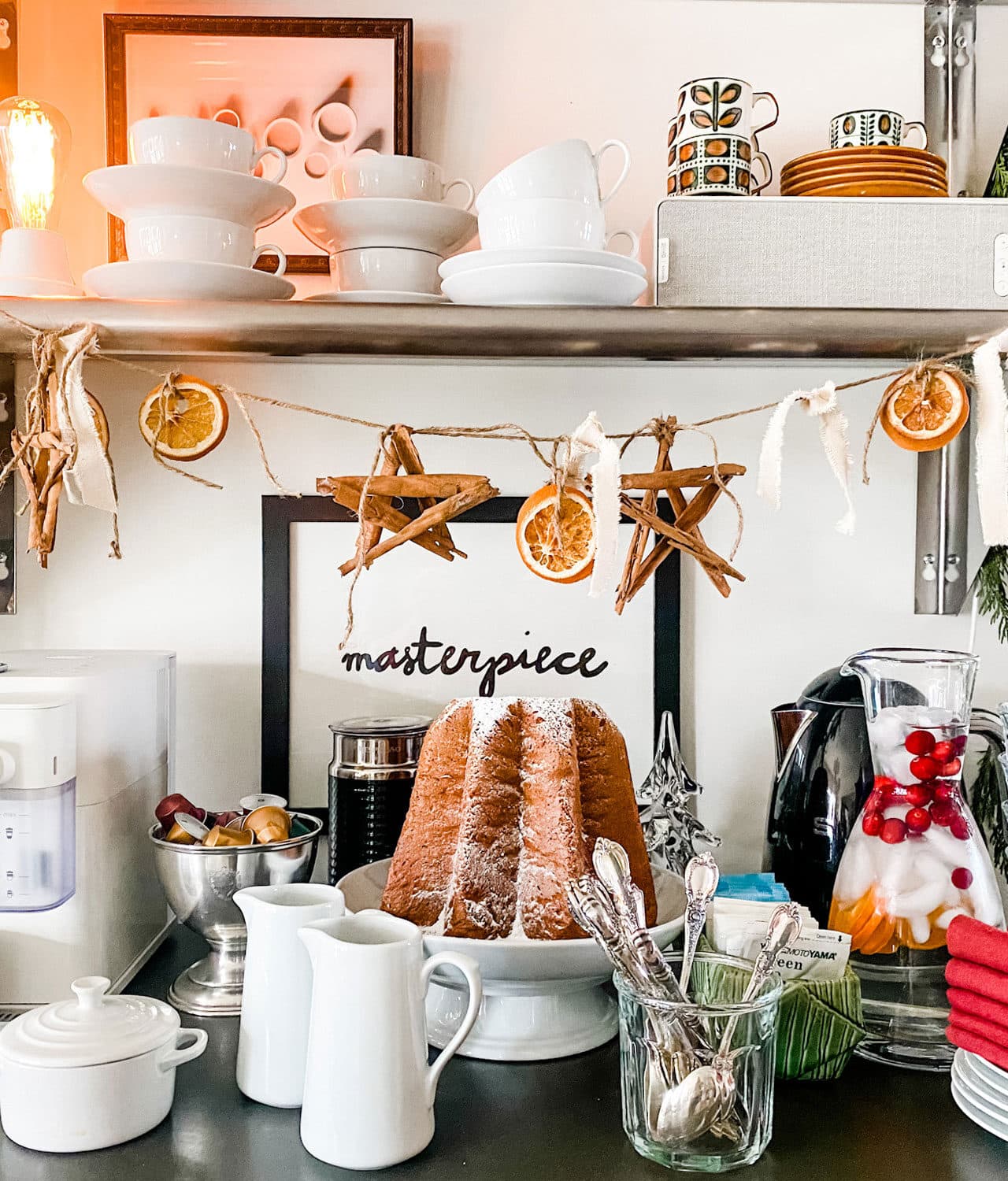 Coffee bar set up for Christmas