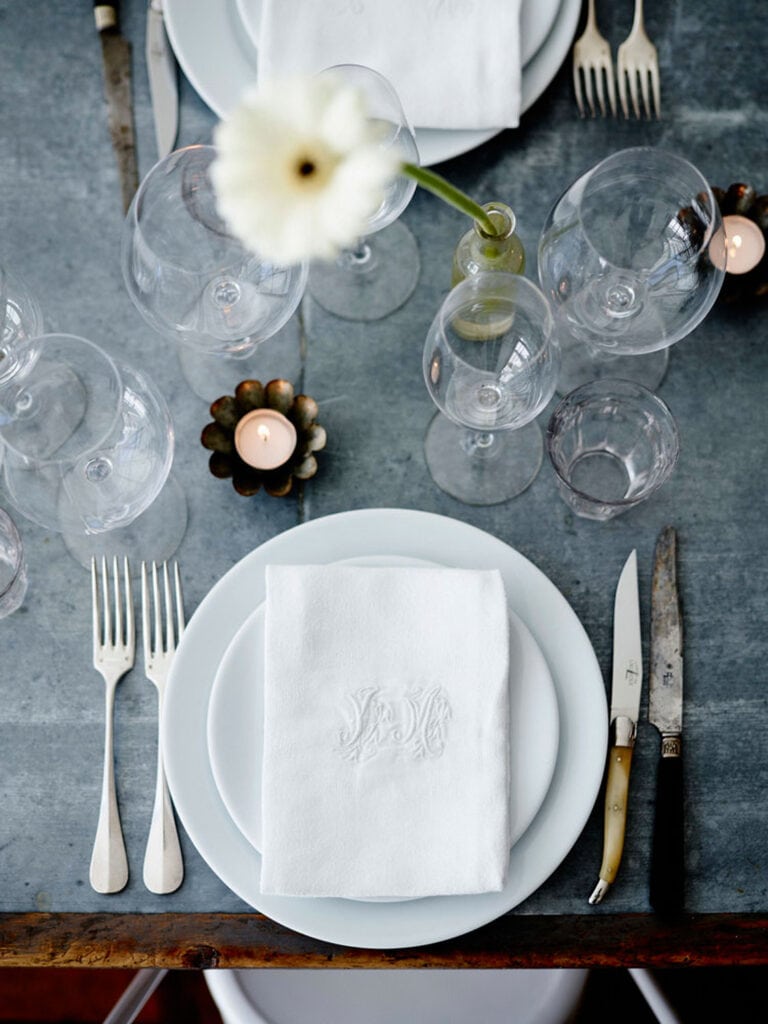 table setting with votive
