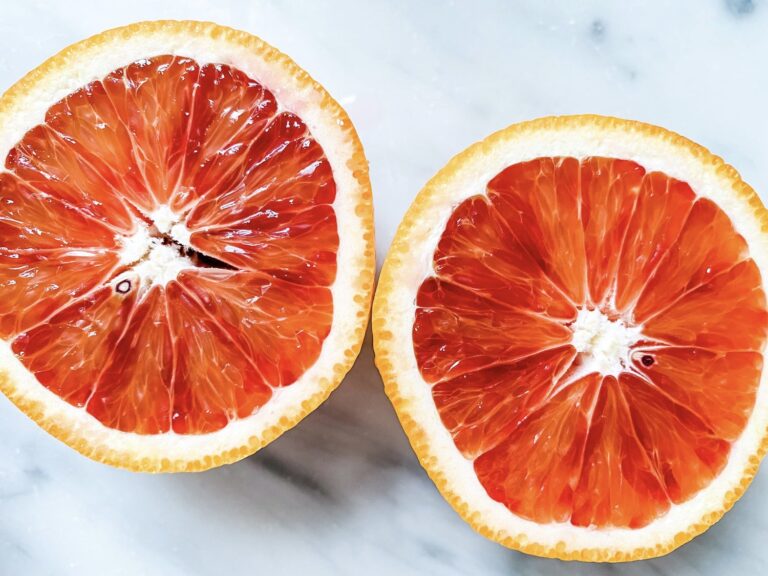 2 halves of a blood orange