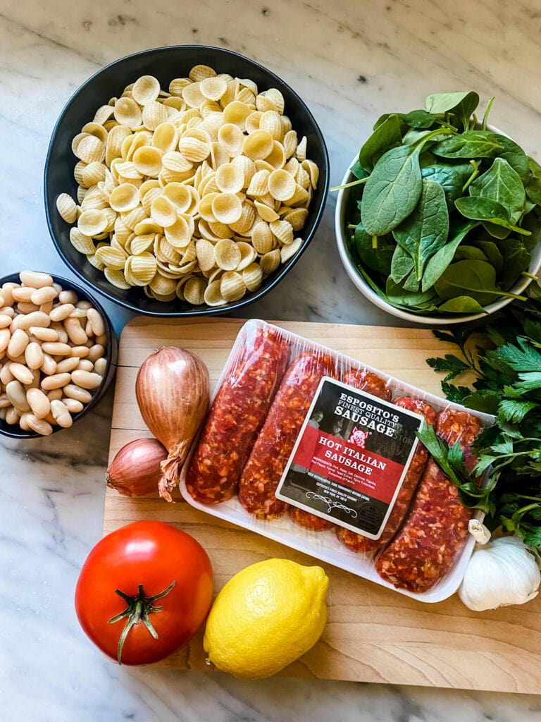 ingredients for a winter pasta dish