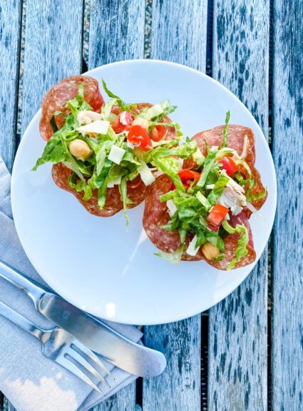the best-chopped salad in a salami cup