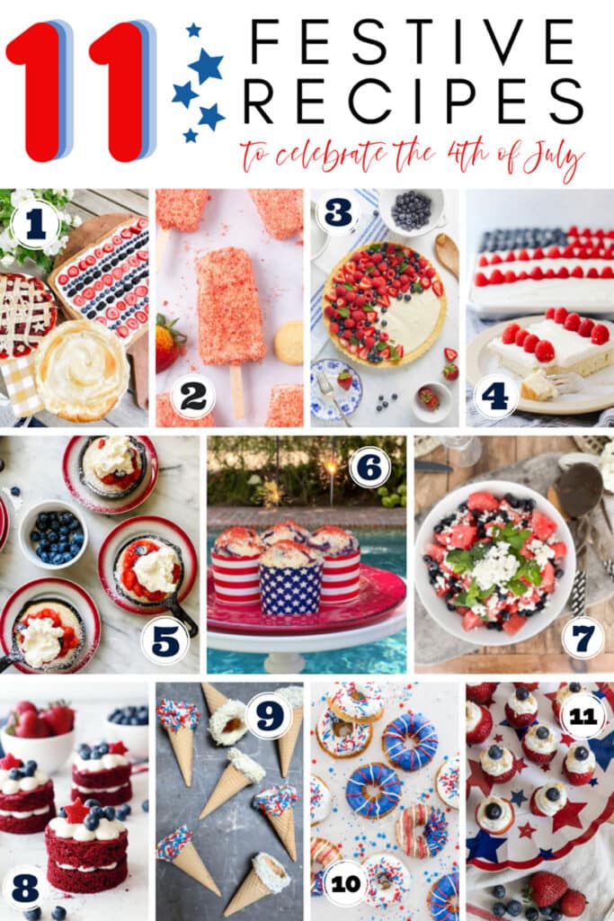collage of festive 4th of July Desserts