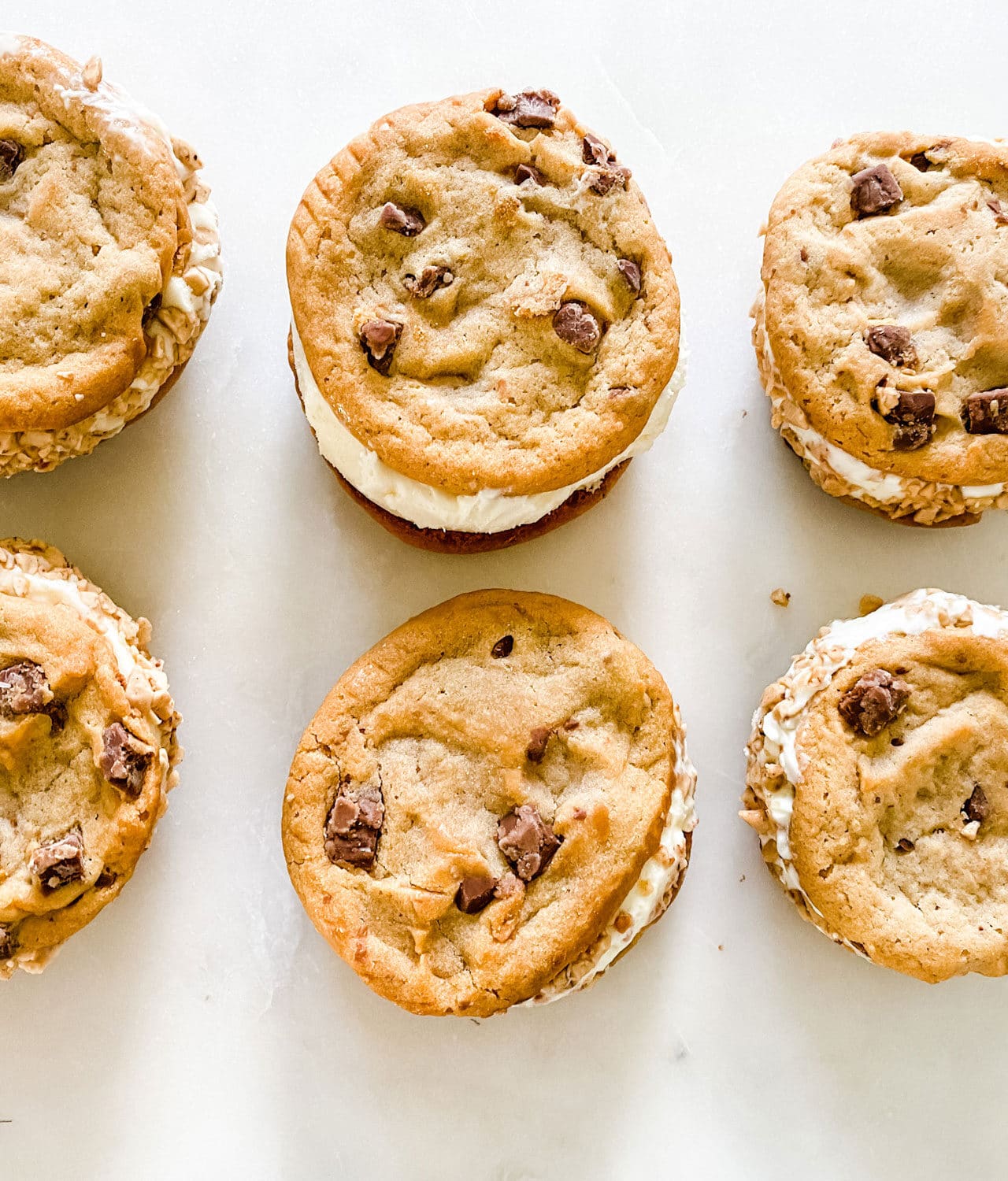 six homemade ice cream sandwiches