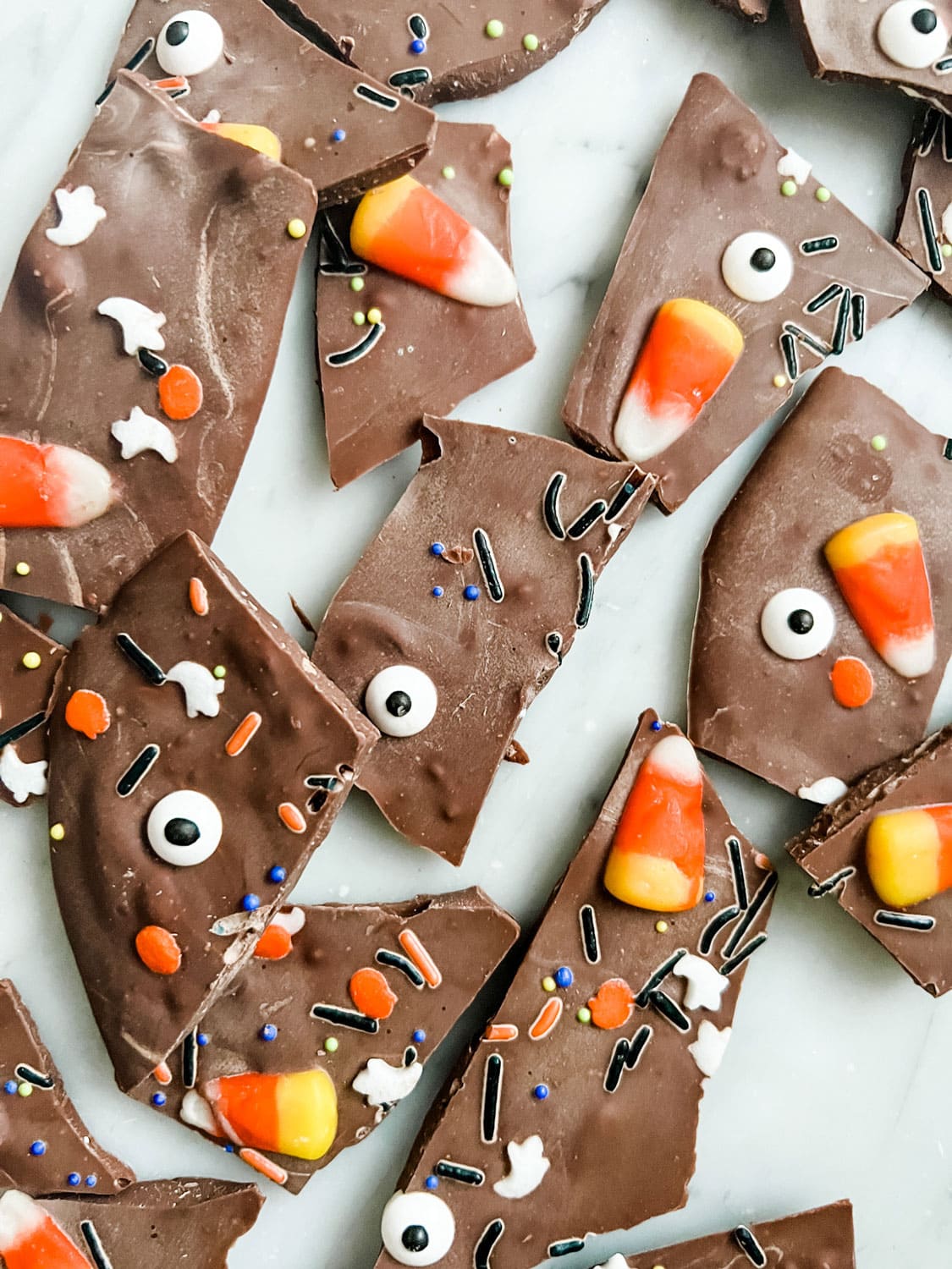 All you need to make halloween bark is some chocolate and some toppings