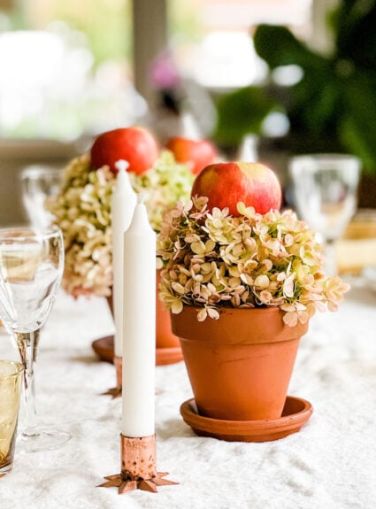 How to Make a Fall Centerpiece with Apples & Hydrangeas