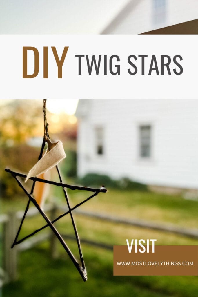 A single twig star hangs outside a home.