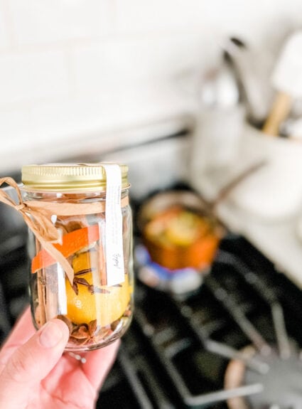 A jar of stove top potpourri