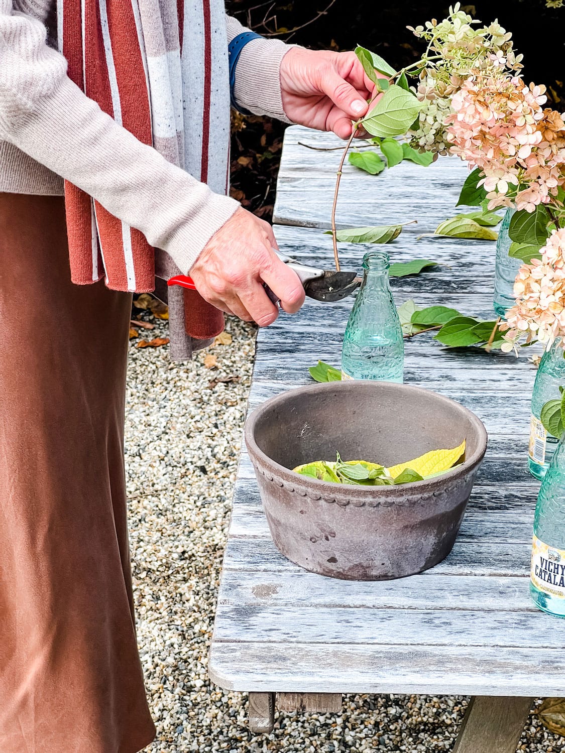 Garnet Hill washable silk skirt makes it so that you can wear it everyday…even when making a floral arrangement in the garden.