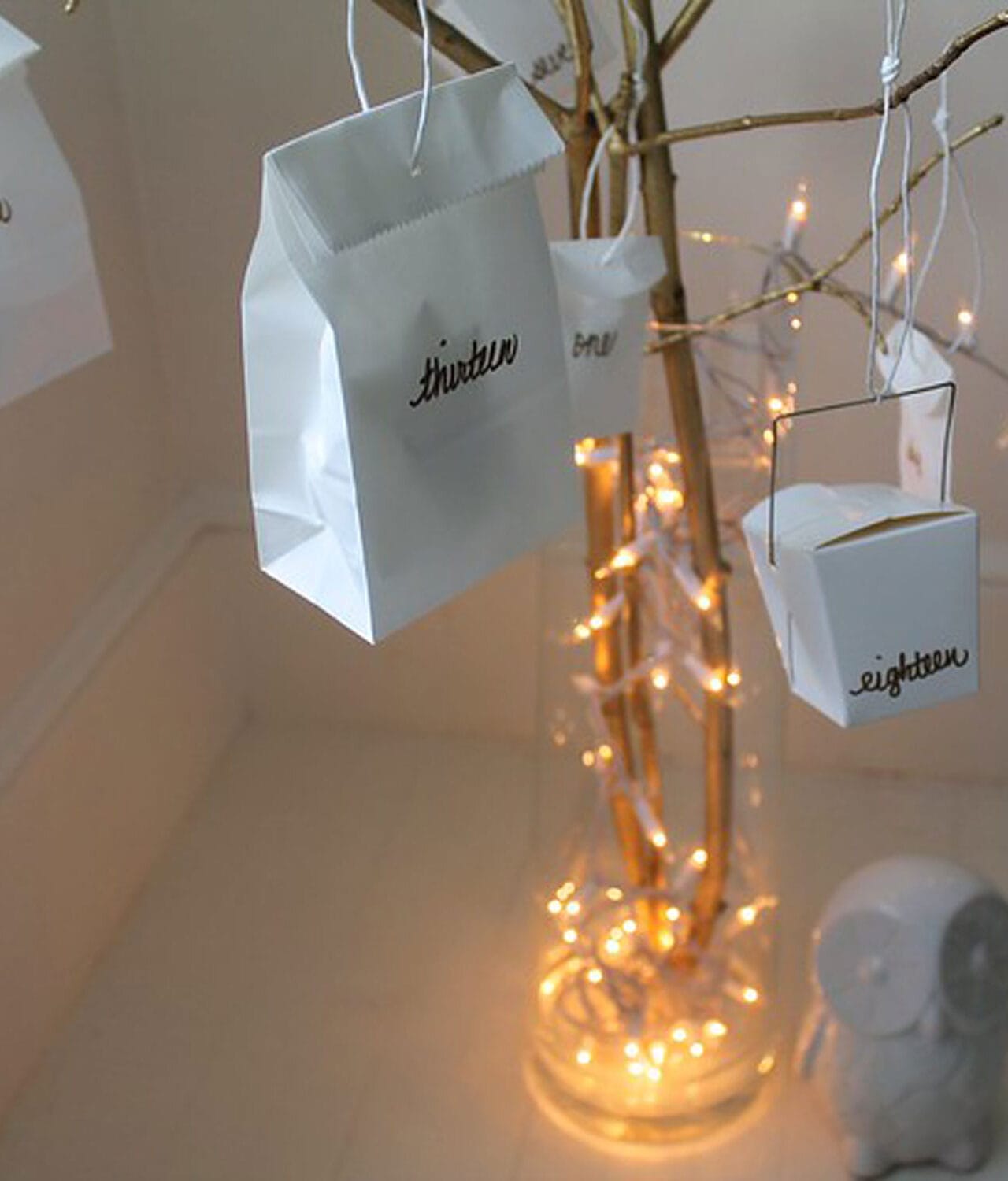 Advent Calendar Using Take-Out Containers and Bags