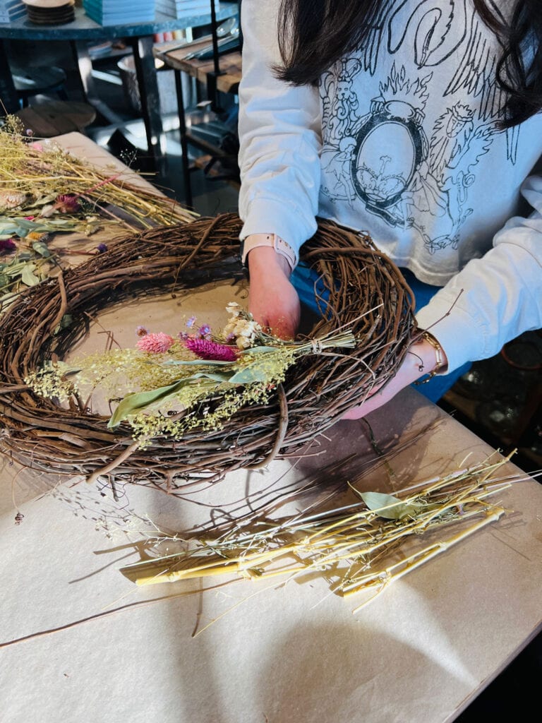Wreath Making Workshop at Terrain Using Dried Florals