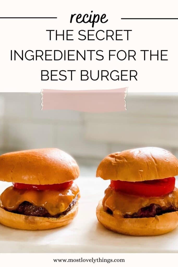 The Secret Ingredients for the Best Burger - 2 cheeseburgers on white background