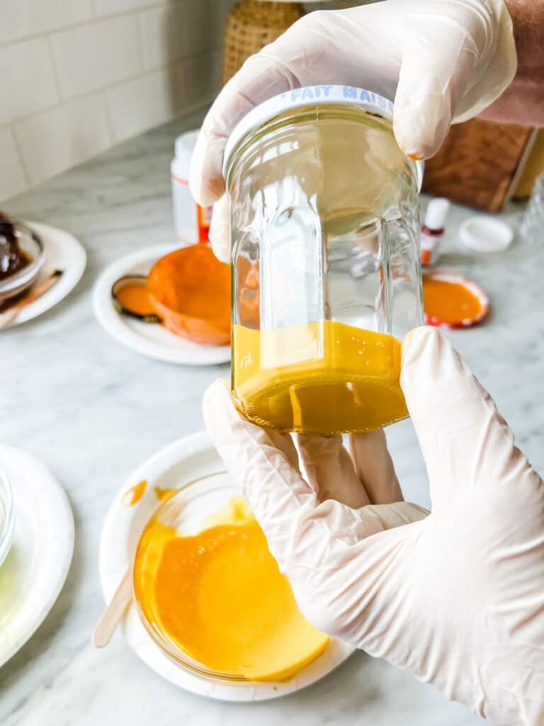 yellow liquid in jar