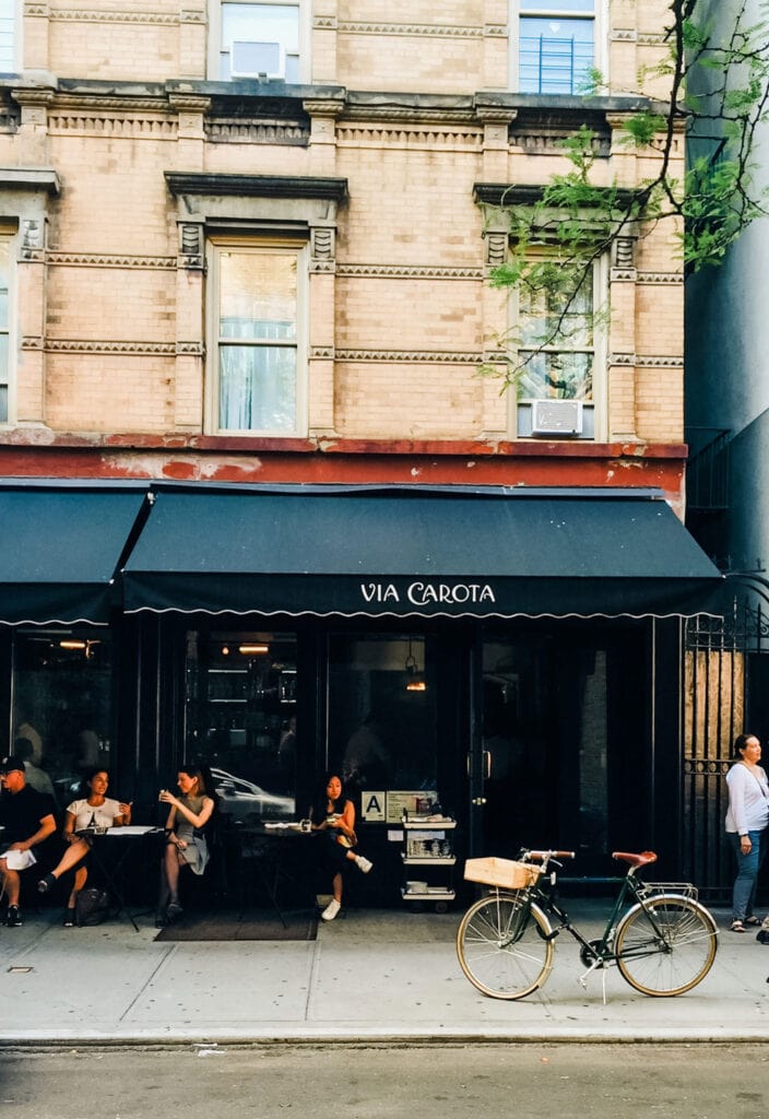 Where to Eat in New York City- Via Carota - exterior, bike 