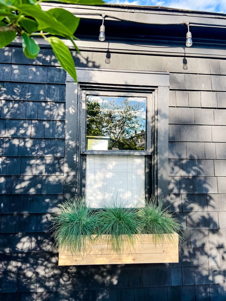 DIY Wooden Window Box Planter with natural grasses