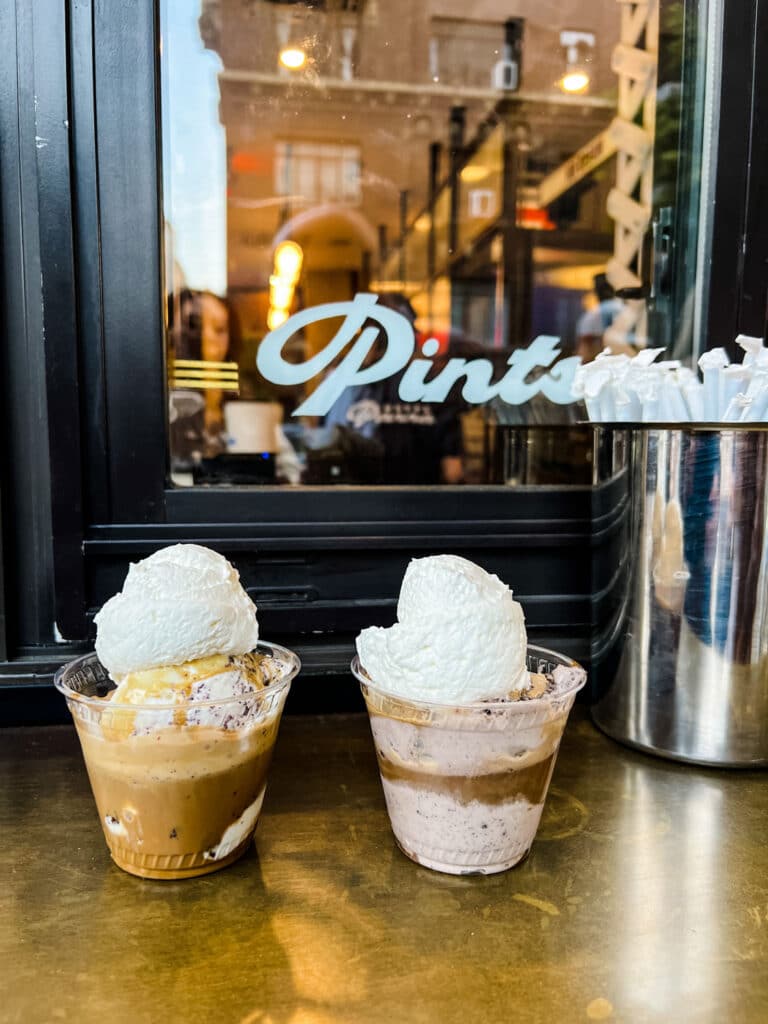 Two affogatos sit in the window at Cafè Panna in Manhattan's Gramercy Park neighborhood. 