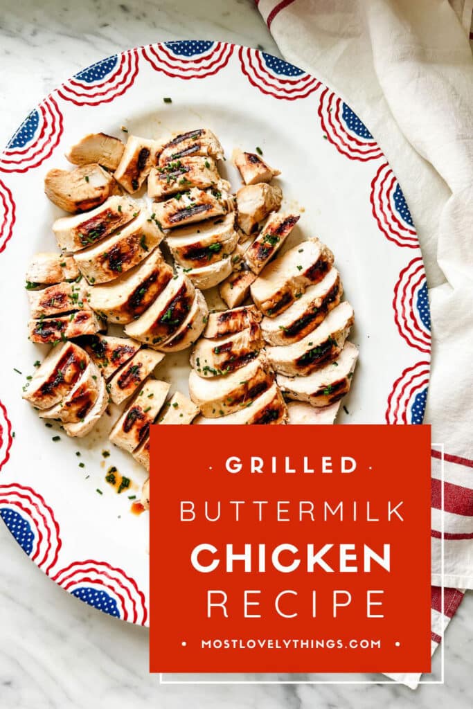 Grilled buttermilk chicken ready serve on a platter for the 4th of July.
